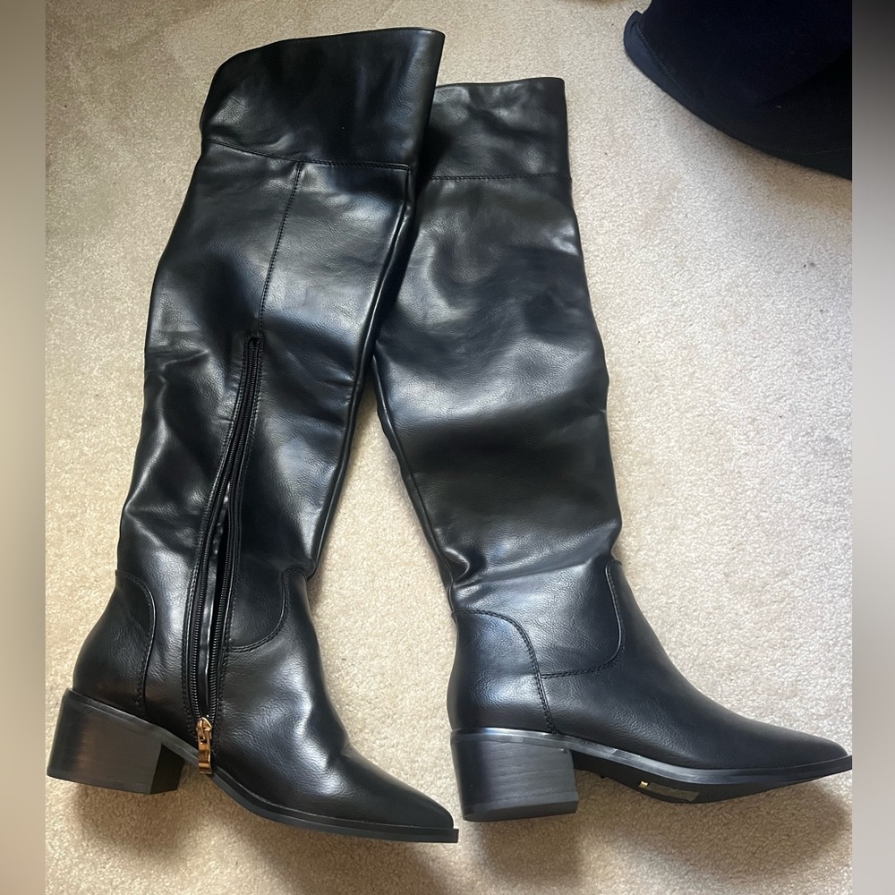 Over the knee high black boots